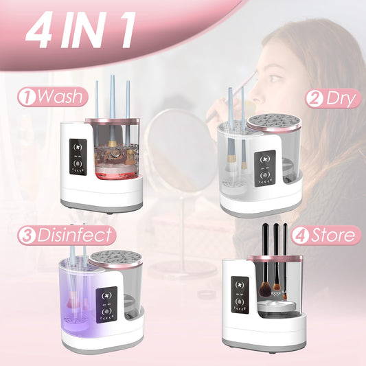 4 In 1 Electric Makeup Brush Cleaner USB Powered Automatic Brush Blender Machine With Timer Digital Display Cleaning Drying UV Disinfection Brush Storage For All Types Of Brushes Valentines Day Gift 4b4d612c-e6c7-443d-a93e-4c7160d1109b