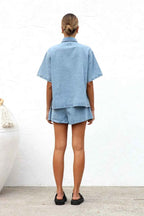 Collared Neck Button Up Top and Shorts Denim Set 4b510ff4-25ab-41dc-b435-523aa750bdf1-Max