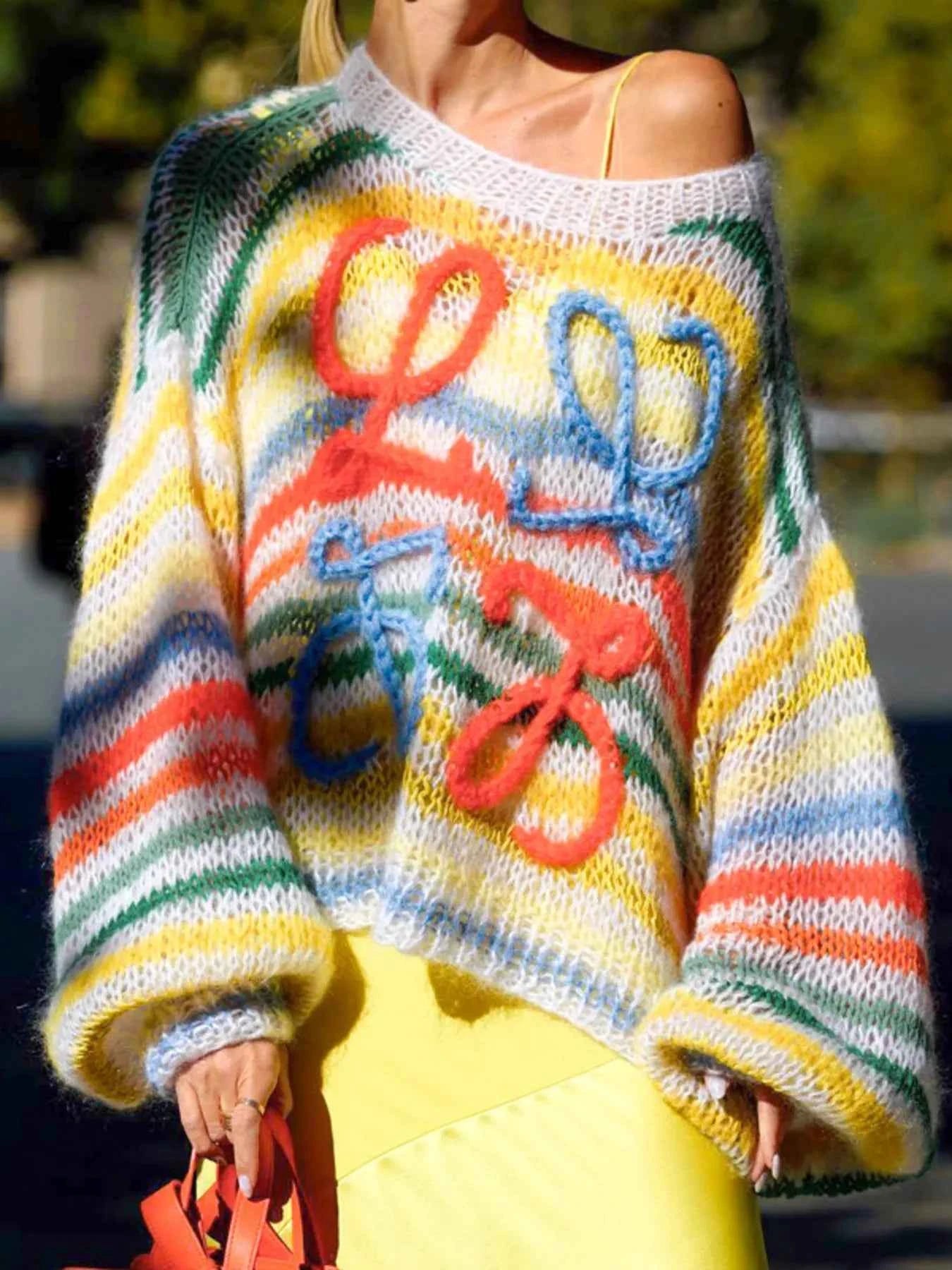 Colorful Abstract Pattern Striped Sweater