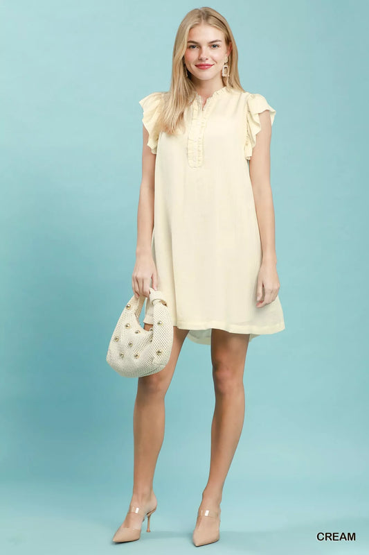 Ruffle Sleeve Henley Shift Dress 4b59f600-7c67-470f-9150-d1b39f7ea718-Max-Origin