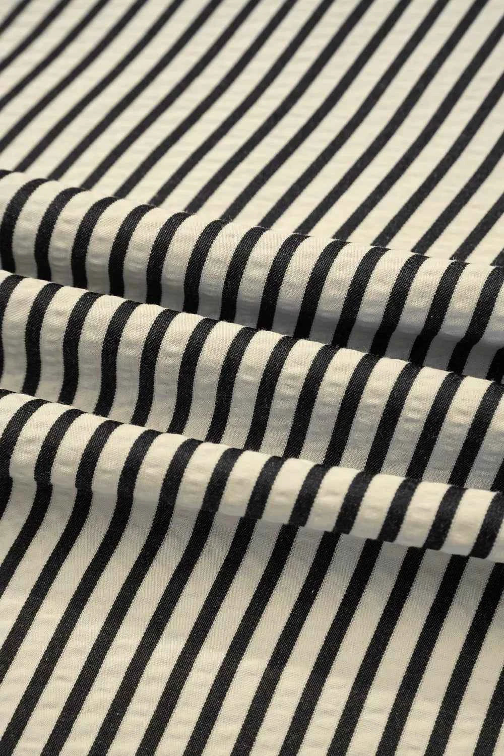 Stripe V Neck Zip Front Cinched High Waist Midi Dress