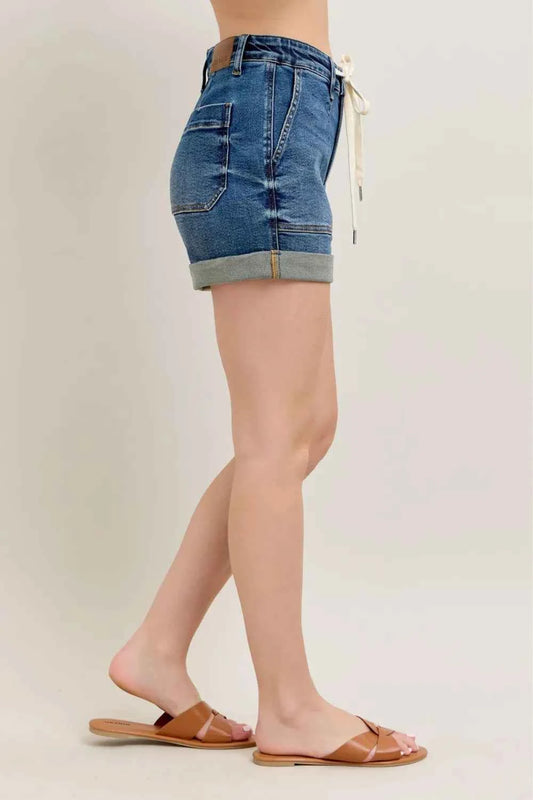 Full Size High Rise Cuff Denim Shorts Plus Size 4b887b93-275a-4c15-bb3a-e55663bf780e-Max
