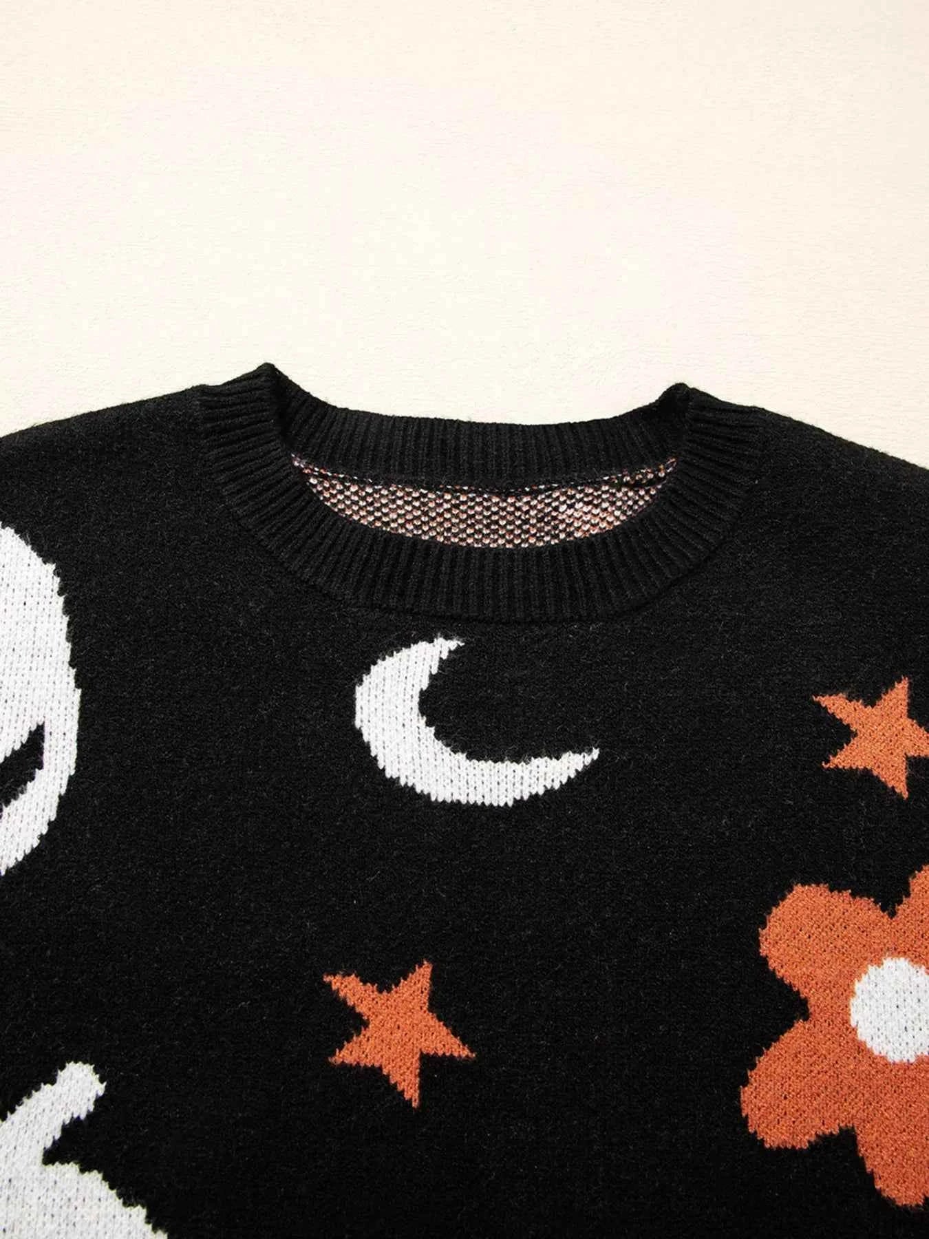 Halloween Gothic Pattern Long Sleeve Sweater 4b9befacbcad47cfa64bd18c792448ca-Max-Origin
