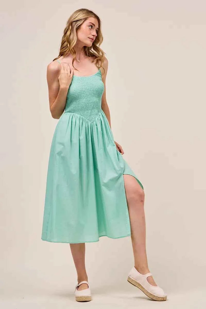 SO ME Smocked Sleeveless Casual Everyday Dress With Slit 4b9cb7344c614ec7a8988f2850a16e7b-Max-Origin
