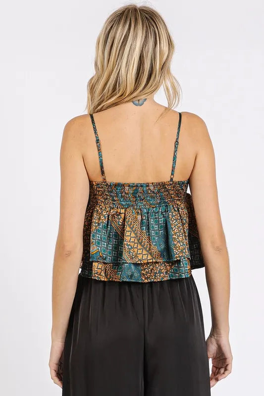 Paisley Patchwork Print Satin Ruffle Crop Cami 4ba6c770-a196-4c9c-8285-652218da59ff-Max