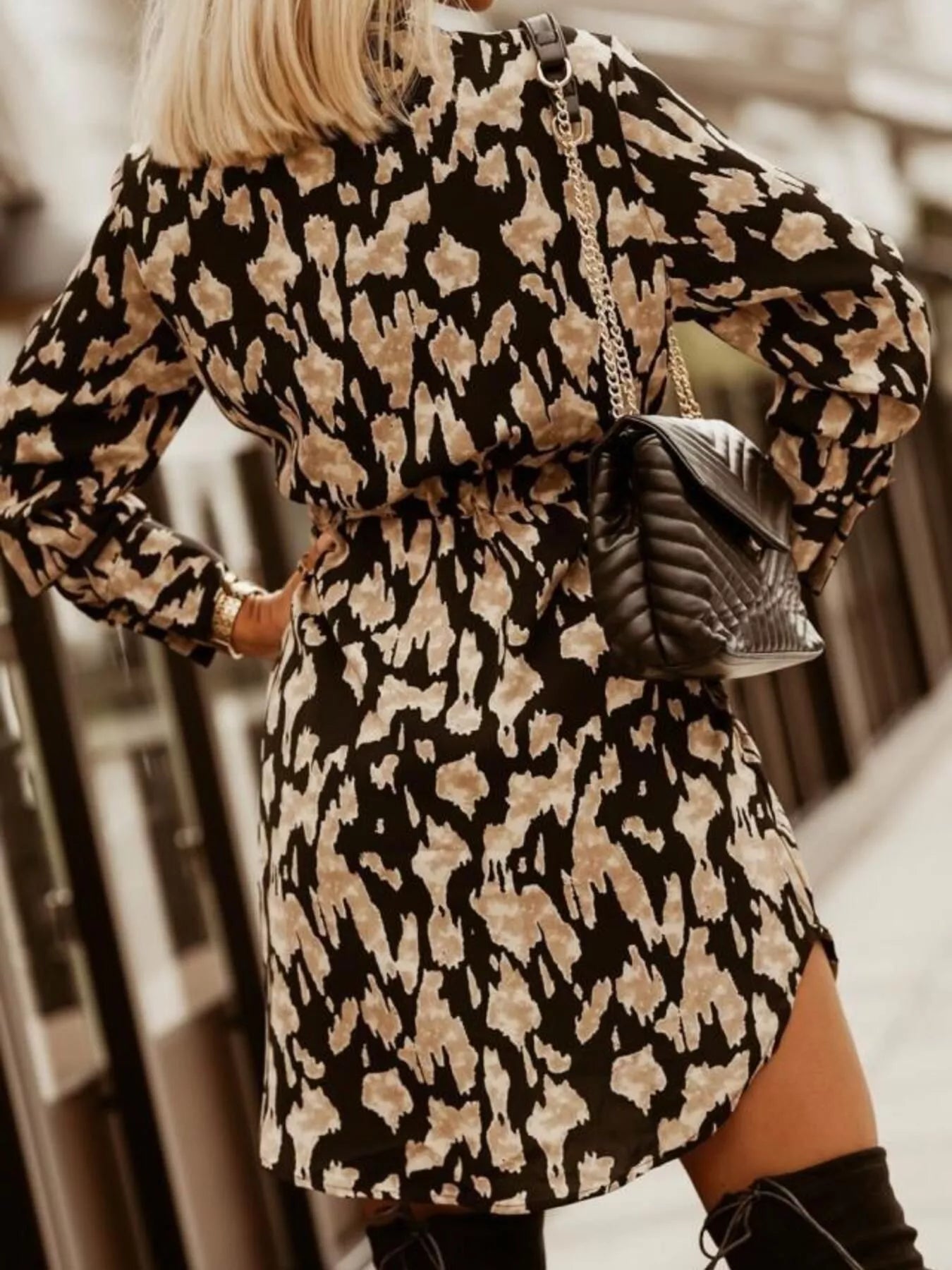 Printed Button Front Long Sleeve Dress 4ba6e643-5999-4de1-a450-b848d6182d59-Max-Origin