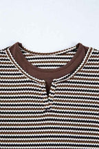 Stripe Textured Knit Long Sleeve T-Shirt 4baa1176-a382-4840-9c0b-f0352f54073c