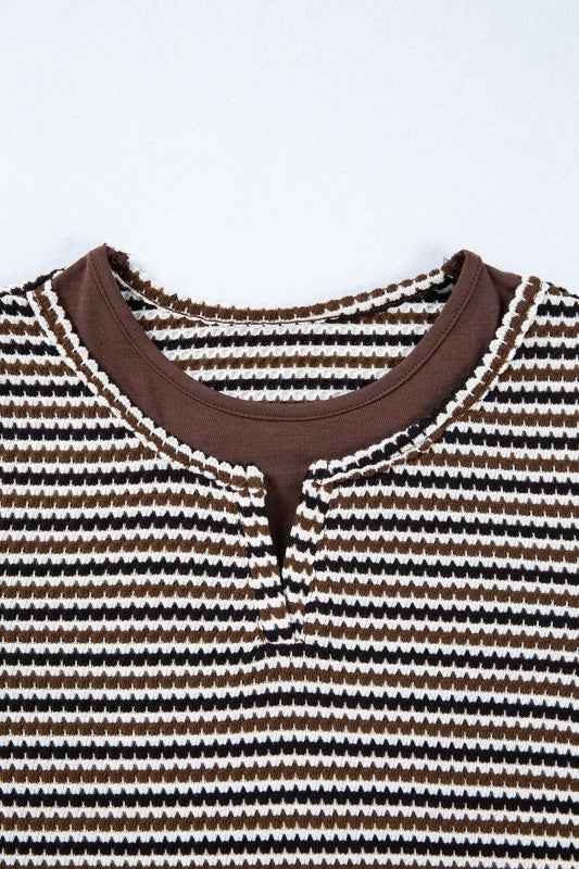 Stripe Textured Knit Long Sleeve T-Shirt 4baa1176-a382-4840-9c0b-f0352f54073c