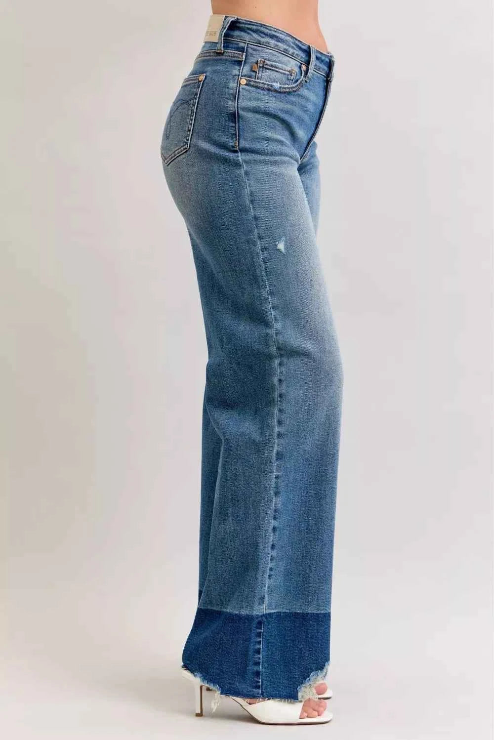 Judy Blue Raw Hem High Waist Column Straight Jeans 4baaed3bb2134a80b11e48c852890a6d-Max-Origin