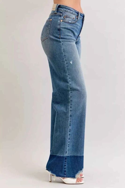 Judy Blue Raw Hem High Waist Column Straight Jeans 4baaed3bb2134a80b11e48c852890a6d-Max-Origin