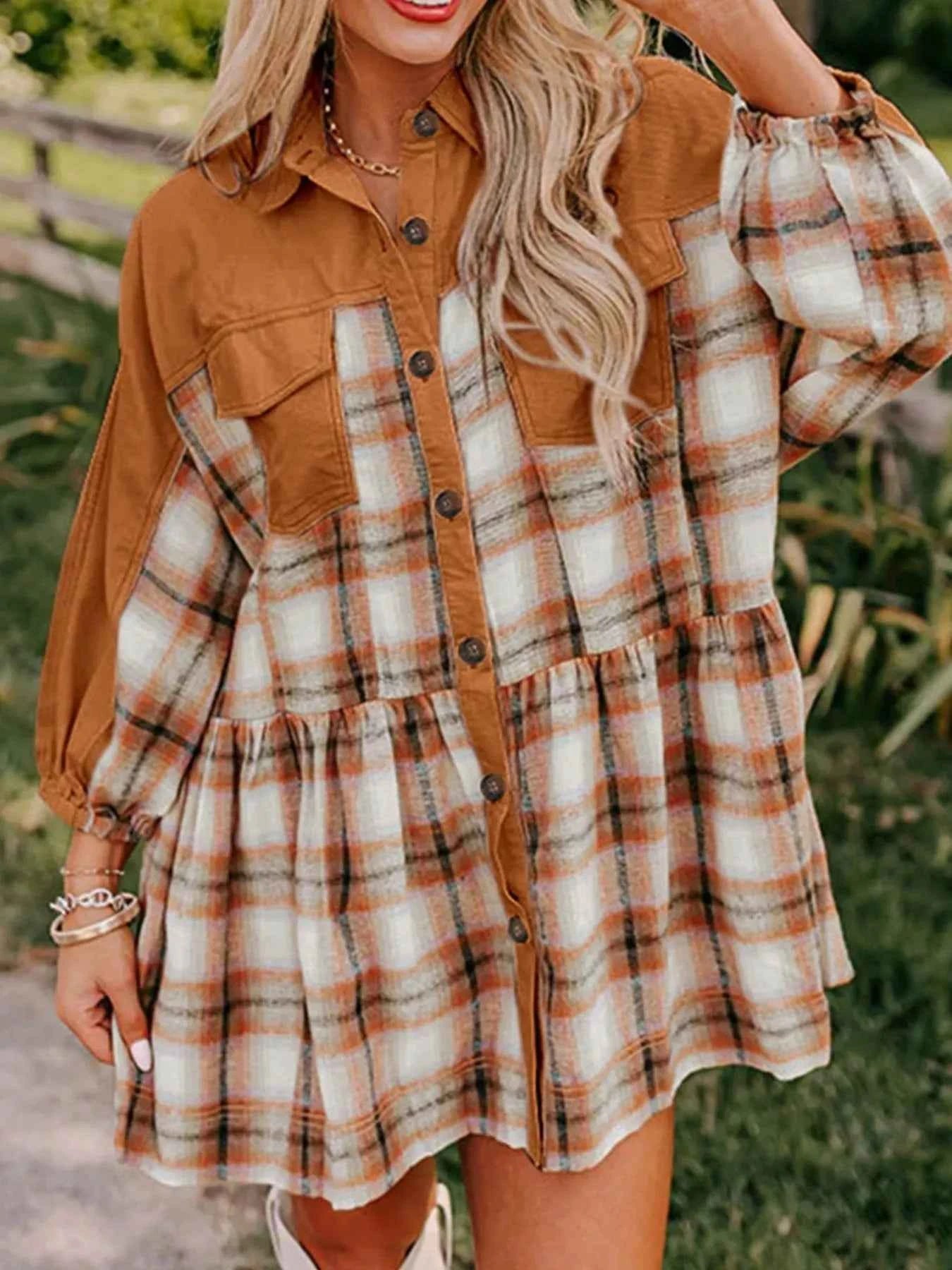 Plaid Button Front Mini Dress 4bb255d8-1018-4fad-818e-f90ba32e468b-Max-Origin