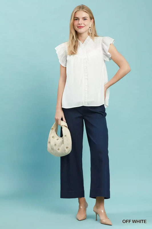 Smocked Yoke Ruffle Sleeve Blouse 4bc061b9-3e5d-4893-a167-3dead1697fe9-Max-Origin