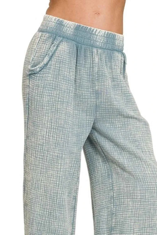 Washed Double Gauze Elastic Band Waist Pants 4bcbfc54-955d-4746-afba-f92ea18f547a-Max-Origin
