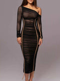 One-Shoulder Ruched Bodycon Midi Dress Black 4be86023-a368-4d50-ab77-76efeabe1481-Max-Origin