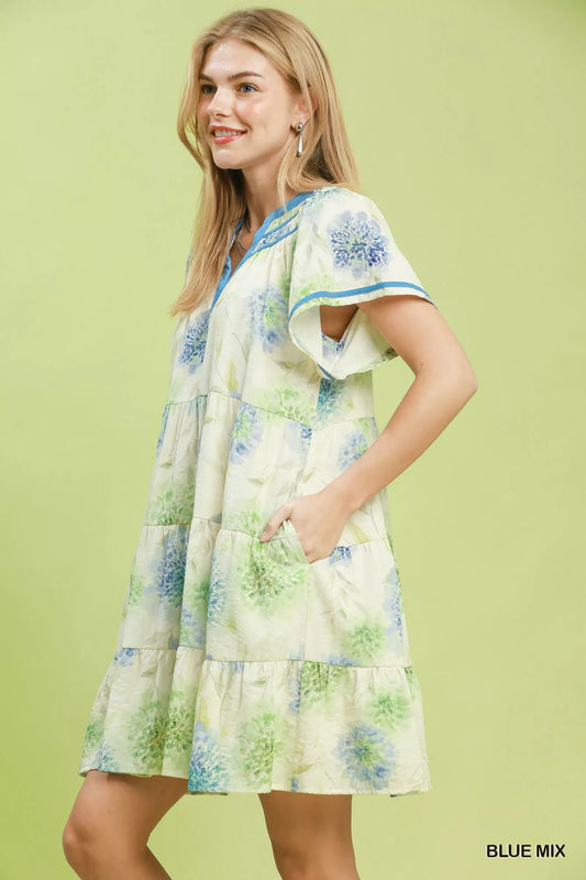 Floral Print Contrast Trim Tiered Babydoll Dress 4be8e0c9-fe07-4b3b-ae04-80d4711c03b2-Max-Origin