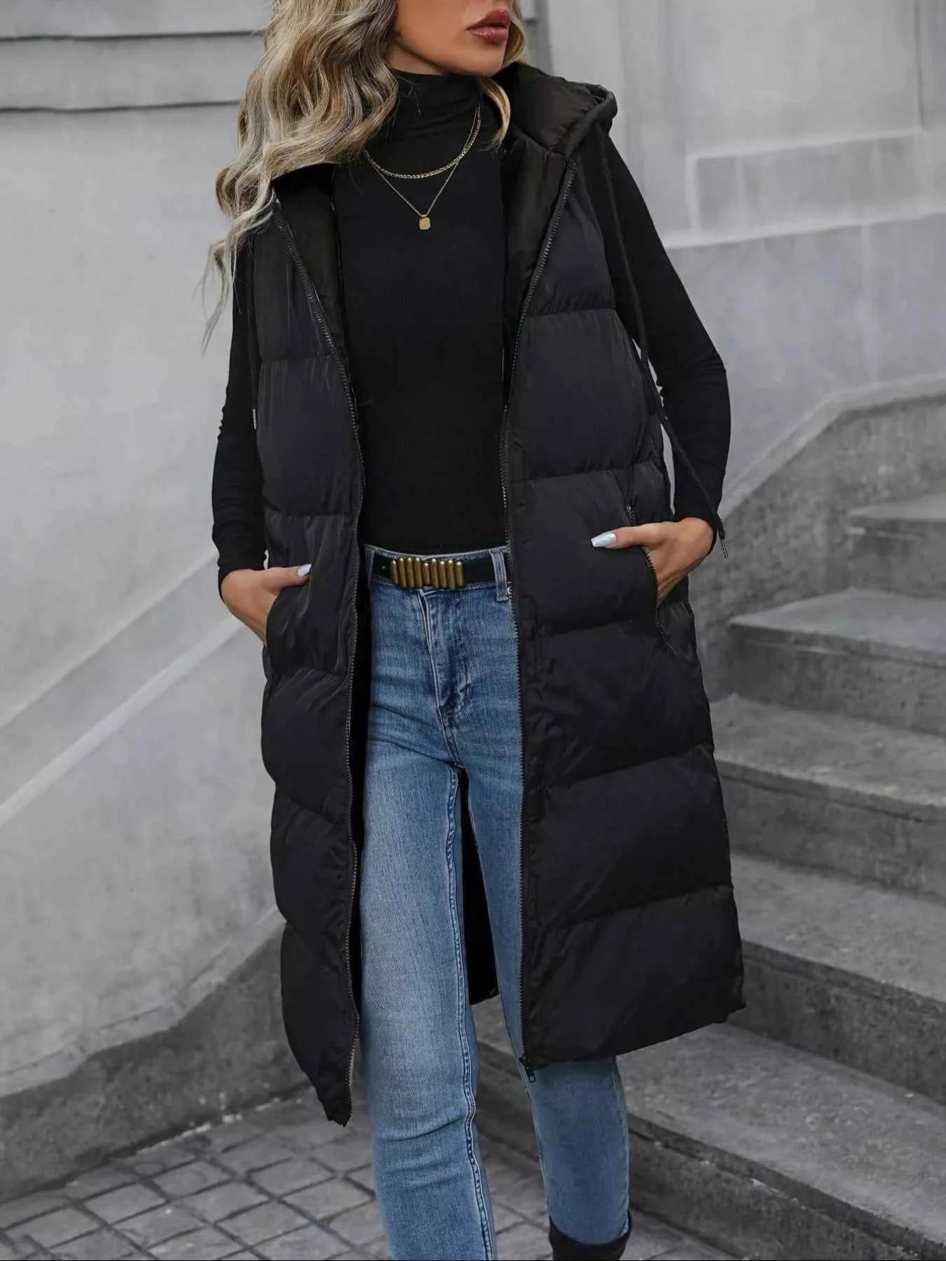 Longline Padded Hooded Vest Coat Black 4bf212b61cd948f2829666cd504c903a-Max-Origin