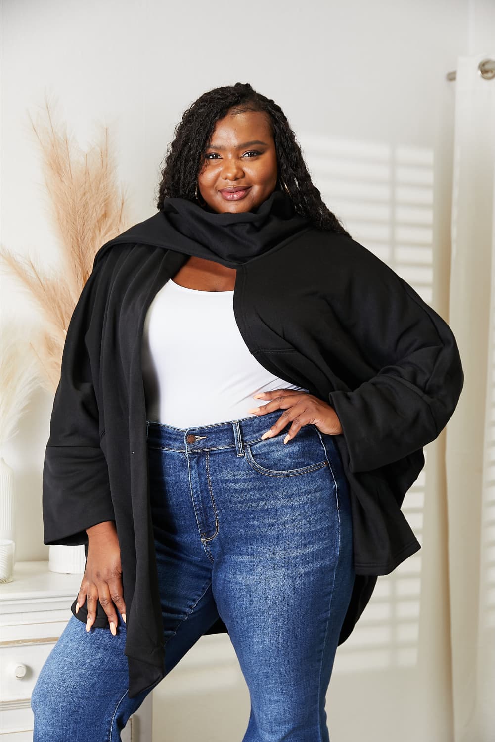 HEYSON Full Size Open Front Cardigan with Scarf Design 4bf67fa38dab4e9e99771eefcc5fc8e0-Max
