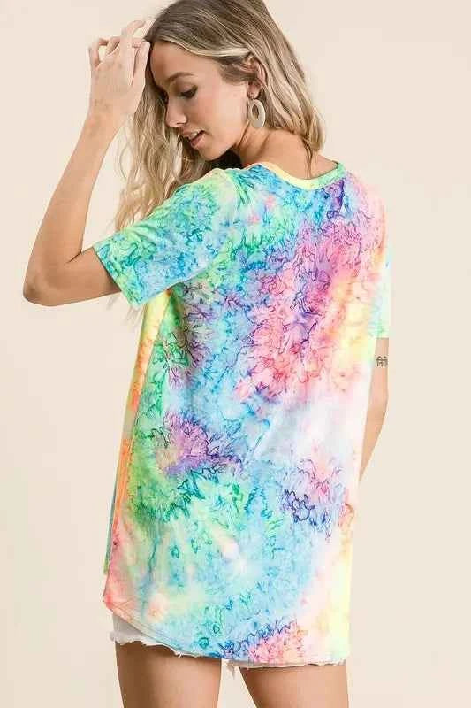 BiBi Tie Dye Print Jersey V Neck Top 4c058afcf4184eba9d7676af5fec13bc-Max-Origin