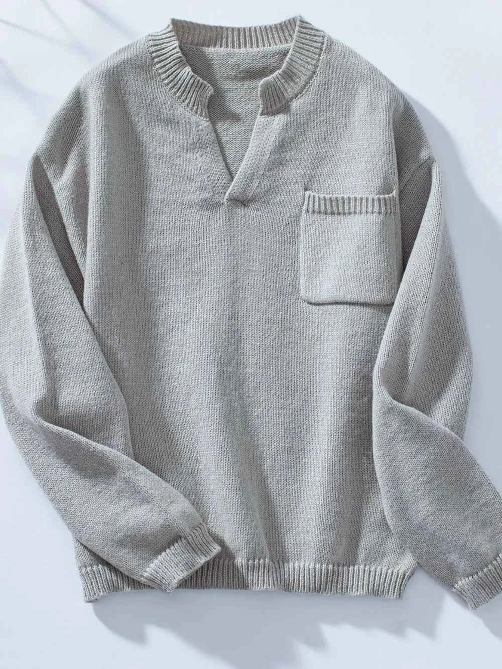Pocketed Notched Long Sleeve Knit Top 4c0c0027-be0b-4191-9a85-f35497178888-Max