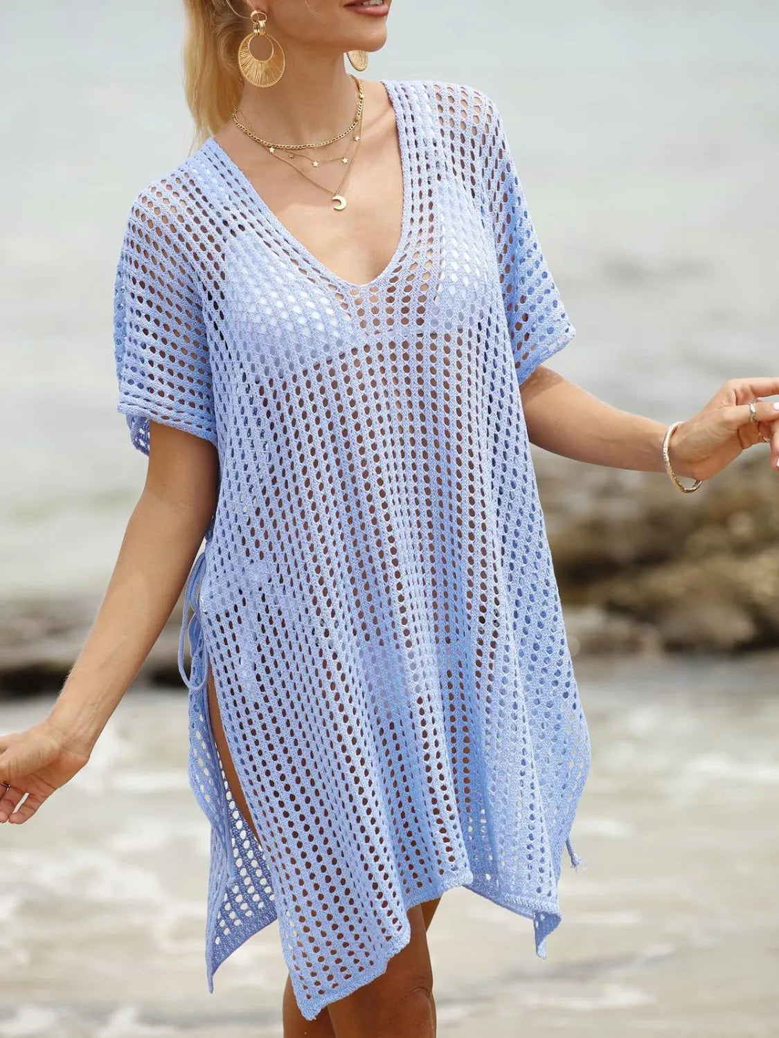 Side Tied V-Neck Cover-Up Light Blue One Size 4c174f30-7f4f-44a9-83ab-dcd6eaf03cb4-Max-Origin