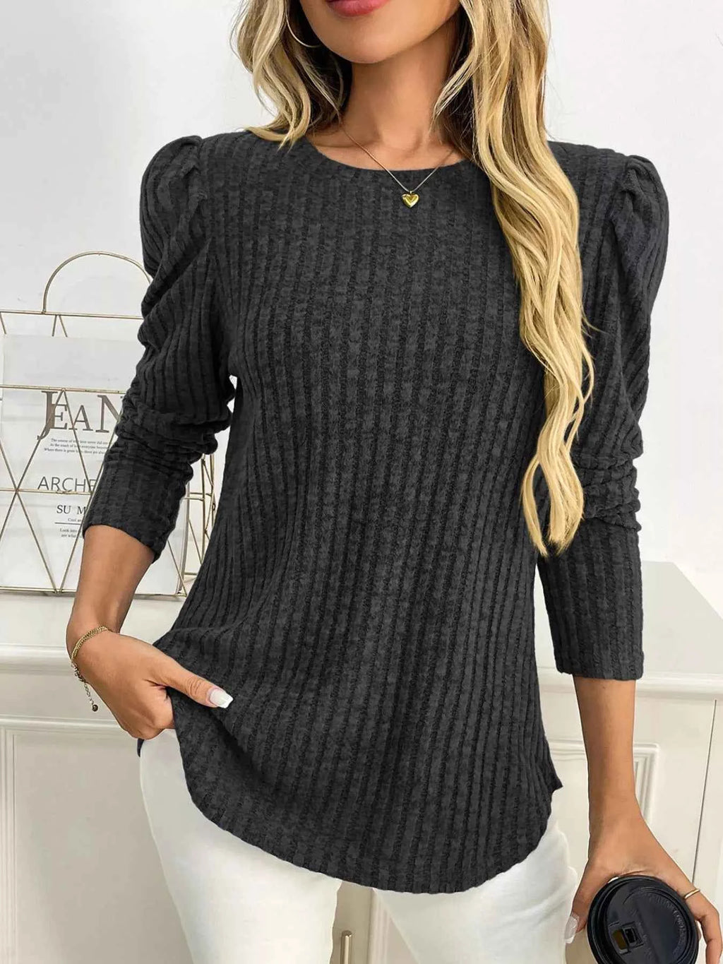 Round Neck Puff Sleeve T-Shirt 4c188017-5dda-4eb1-b8d4-0d7379777506-Max-Origin