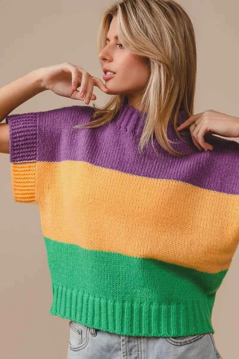 BiBi Mardi Gras Color Block Drop Shoulder Sweater Top 4c1b3a636e244a2683ec8d6821f48d0b-Max-Origin