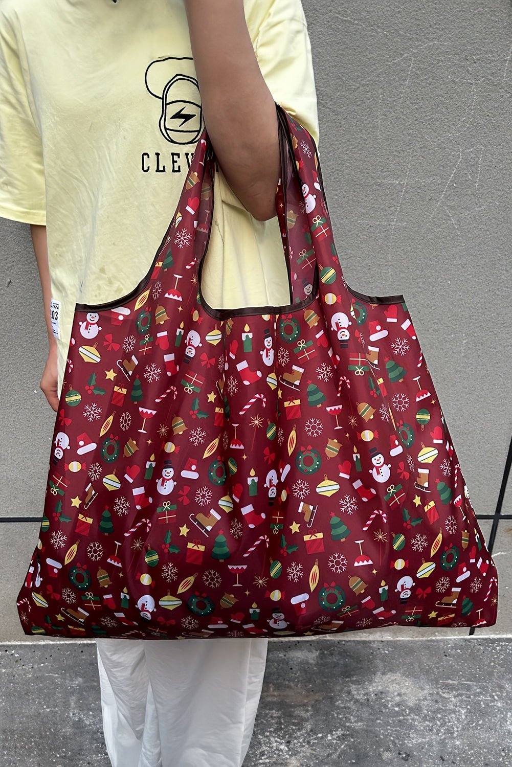 Fiery Red Cartoon Snowman Gift Graphic Large Tote Bag