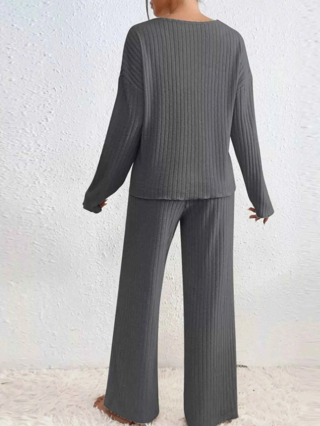 Ribbed V-Neck Top and Pants Set 4c25cebd-1c57-4953-9b0b-a11b78ba126c-Max-Origin
