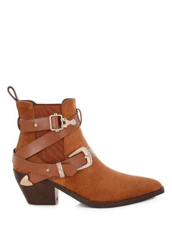 Raveta Microfiber Buckle Strap Western Boots 4c281563-ed9c-450a-b632-ea36671080c3