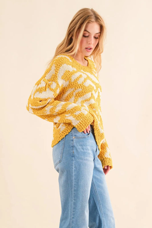 Textured Pattern Contrast Sweater - Plus Size Basic Style 4c3bfd4c-307f-431e-a74d-5079fb0223cb-Max