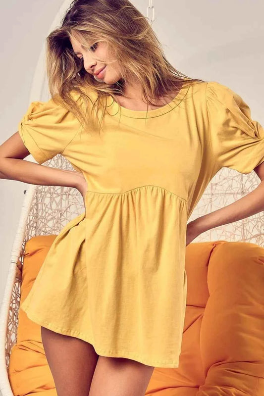 BiBi Cotton Span Knit with Puff Sleeve Baby Doll Top BANANA 4c420232-44ac-420f-94f1-3986ce8aeb56-Max-Origin