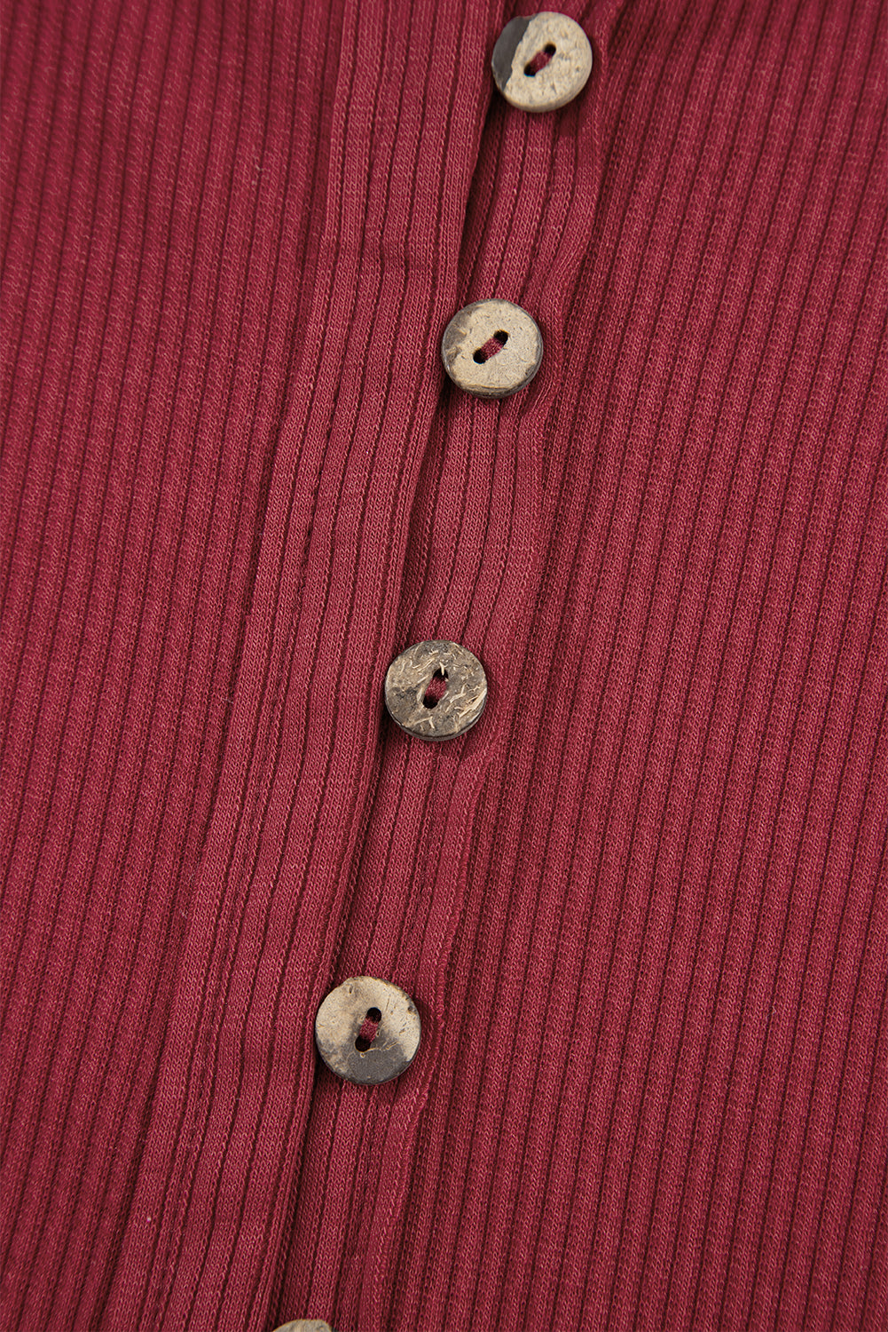 Red Dahlia Ribbed Exposed Seam Button Front Cardigan