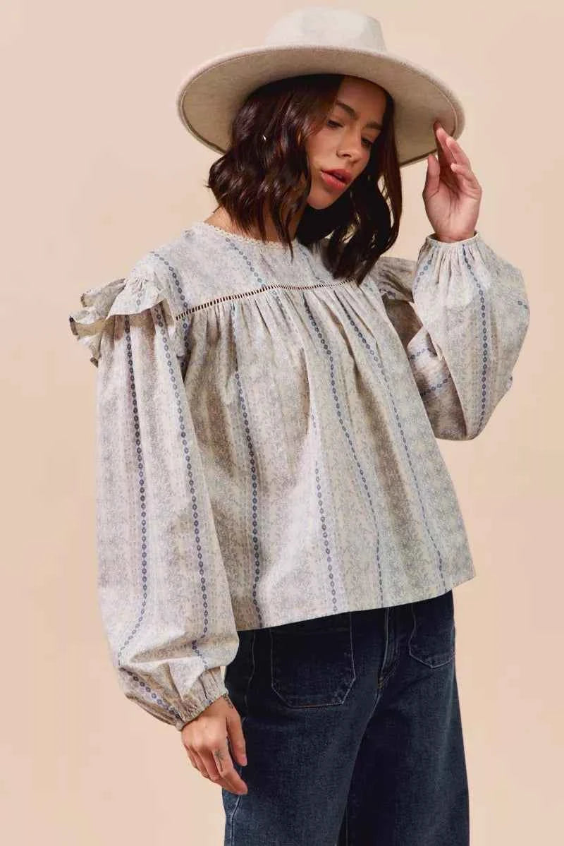 SO ME Floral Cotton Print Ruffled Long Sleeve Blouse 4c51538eb970469c9a56bcd2e0eb540d-Max-Origin