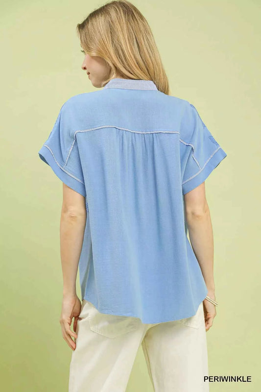 Embroidered Button Front Top 4c5185af-ea87-4fdc-97d2-c841f18a8857-Max-Origin