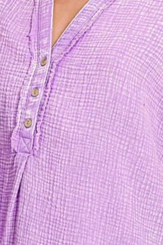 Washed Double Gauze 3/4 Button Henley Neck Shirt 4c54f70e-49ab-4c62-82d2-06e87c0c20a2-Max-Origin