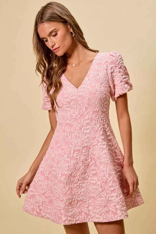 SO ME Floral Jacquard Fit And Flare Daily Mini Dress BLUSH 4c698683fe8e47c4aba1e421433e761a-Max-Origin