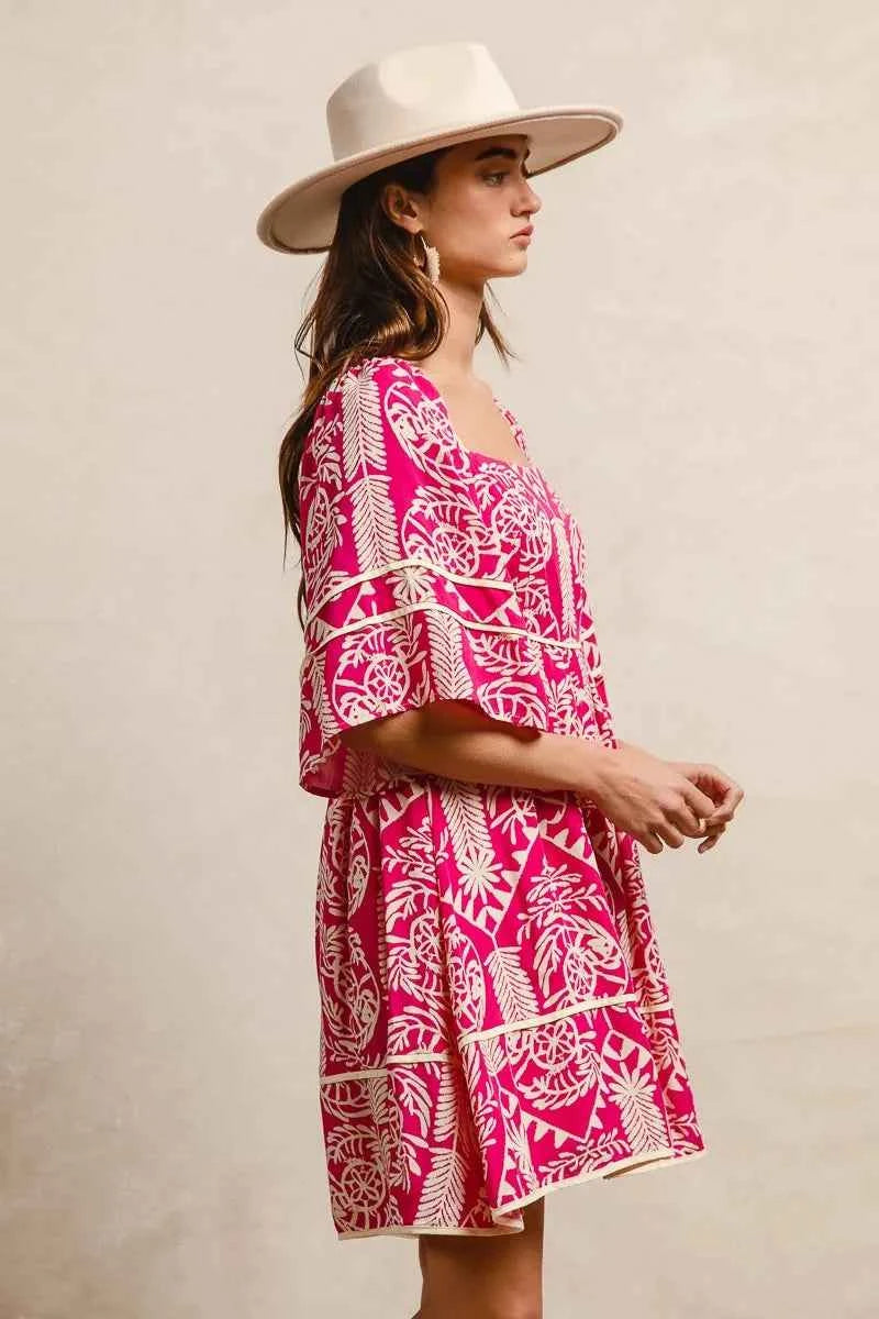 Aztec Woven Printed Contrast Binding Dress 4c6b3f2010d4479b8bfe98921fc9aae3-Max-Origin