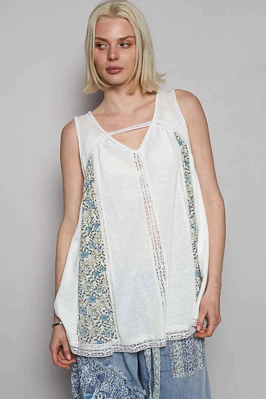 V Neck Sleeveless Tank Top with Lace Detail 4c6f900b-5d32-4d1d-b2f6-ebe7d8ddaa3f-Max-Origin