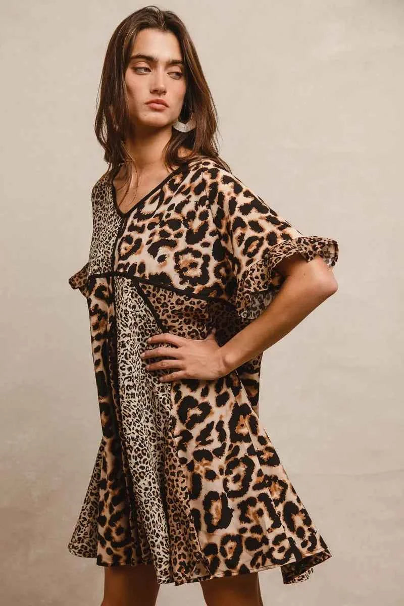 BiBi Leopard Prints Mix and Match Short Sleeves Dress 4c712f5707bc4776b4c594e7e639e4c8-Max-Origin