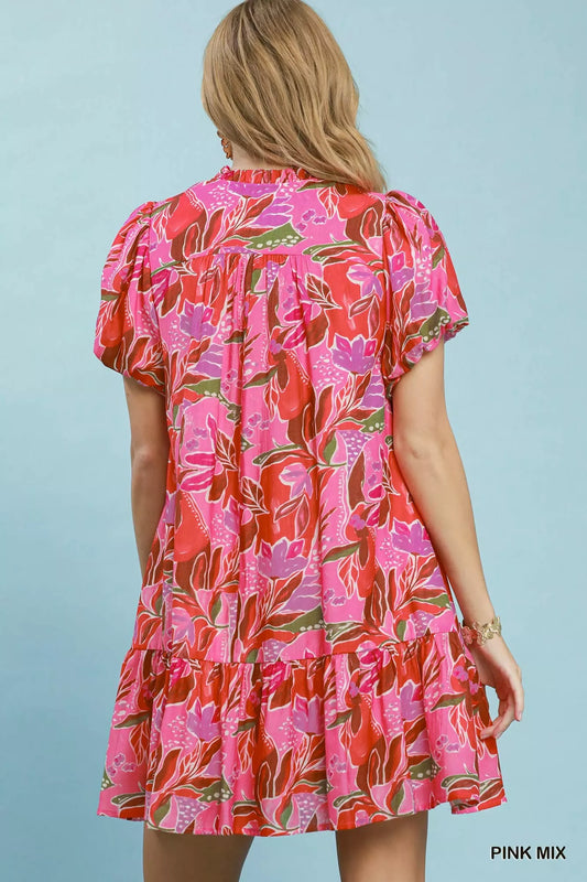 Tropical Floral Puff Sleeve Tiered Mini Dress 4c828ef1-cd92-455a-8761-bfdb67038a58-Max-Origin