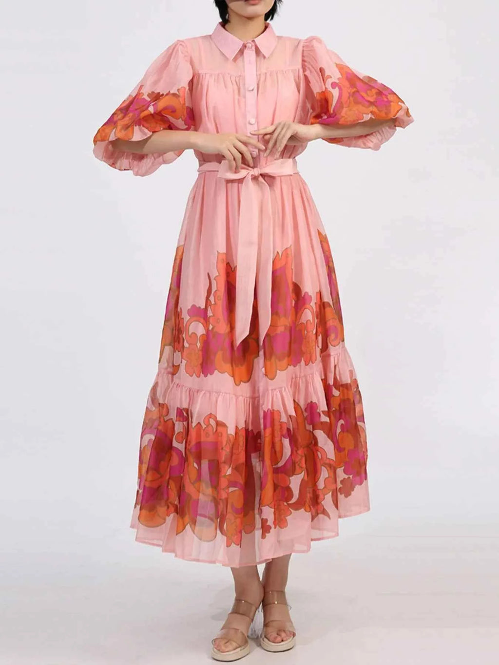 Button Front Puff Sleeve Dress 4c8907c8-bd70-4fae-b904-08f449f8f6c4-Max-Origin