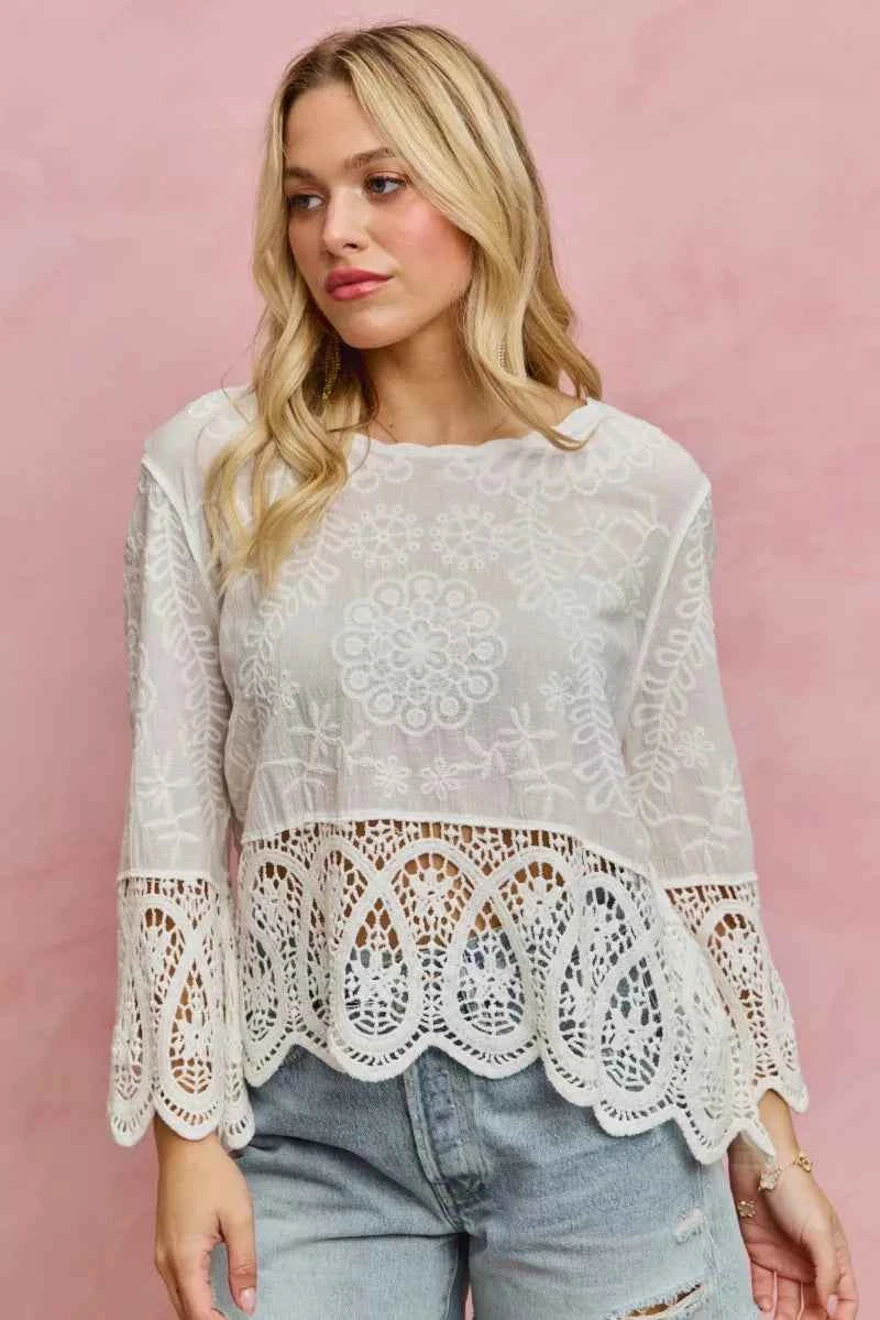 SO ME Floral Embroidered Crochet Lace Trimmed Top 4c93d567ae07484a814bbb25f0d977cb-Max-Origin