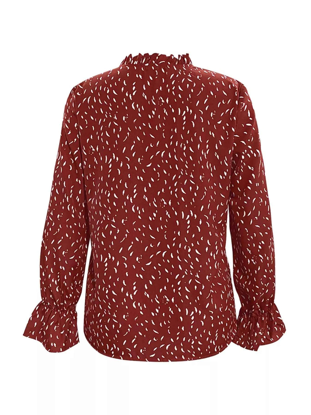 Ruffled Printed Tie Neck Long Sleeve Blouse 4c9d49ca-4333-48b4-847f-c7477e3ab61c-Max-Origin