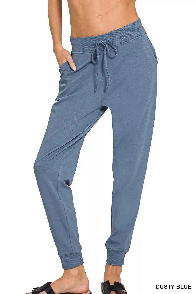 Zenana Drawstring Cotton Joggers with Pockets DUSTY BLUE 4c9fdb122a4a4c5cb0634f3b26c7897f-Max-Origin