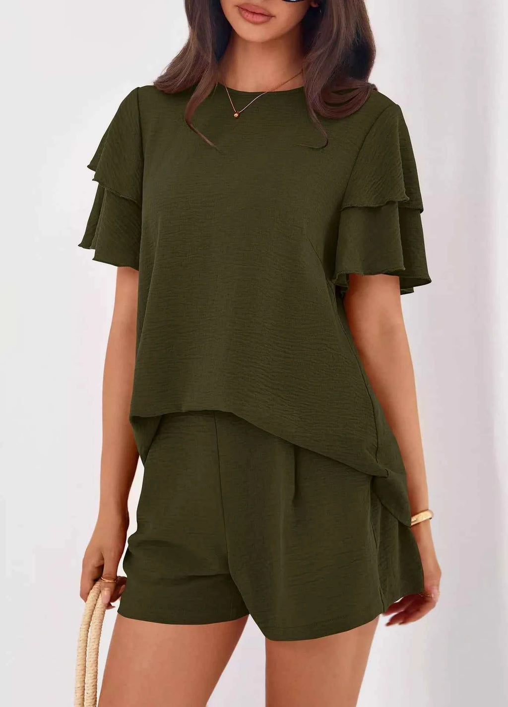 Ruffle Sleeve Top and Shorts Two-Piece Set 4ca87971-856d-4c80-a020-43bcbf5184e5-Max-Origin