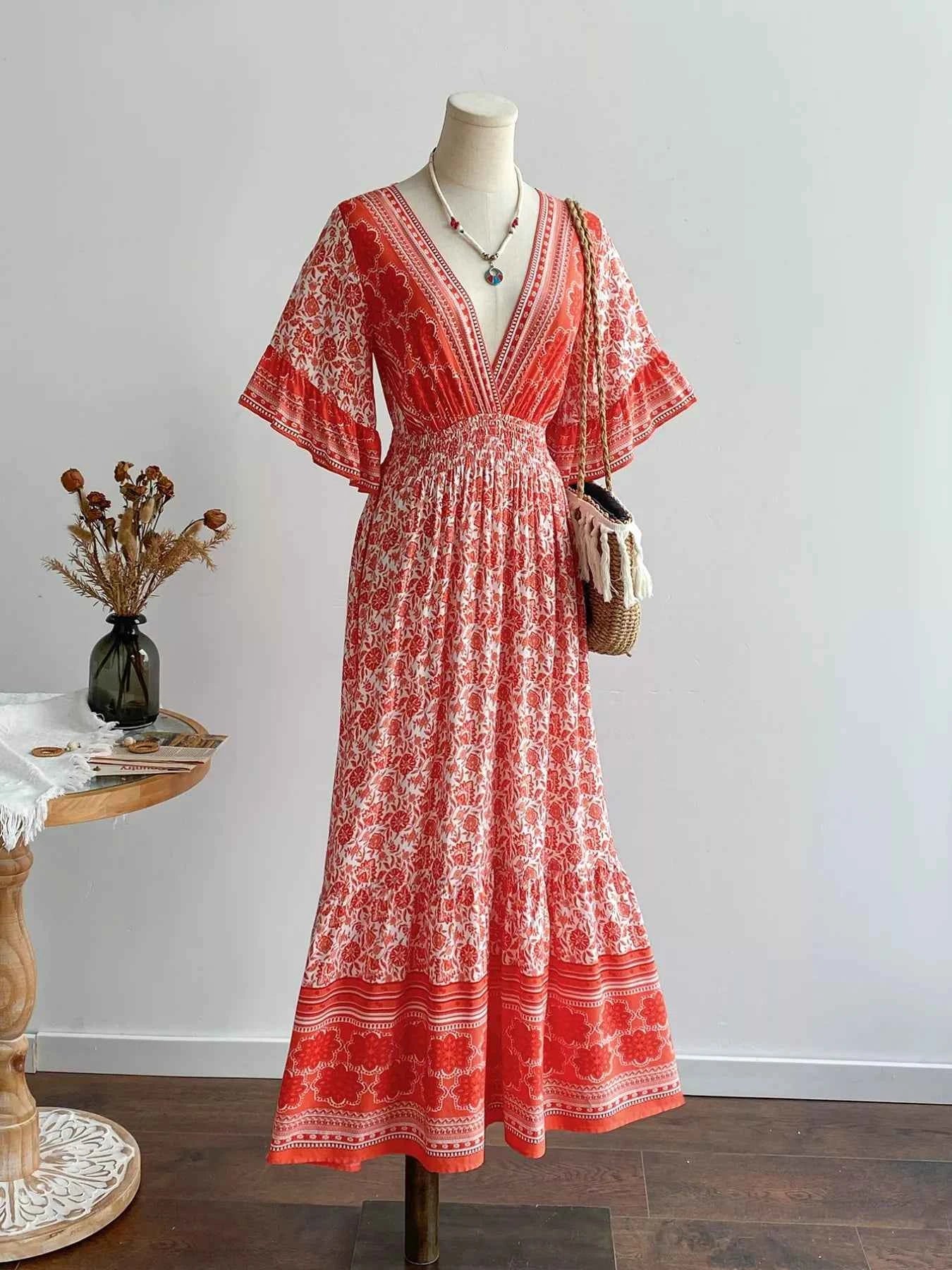 Floral Deep V-Neck Dress 4ca9001e-e4e9-49ca-9e80-b462adee4a44-Max-Origin