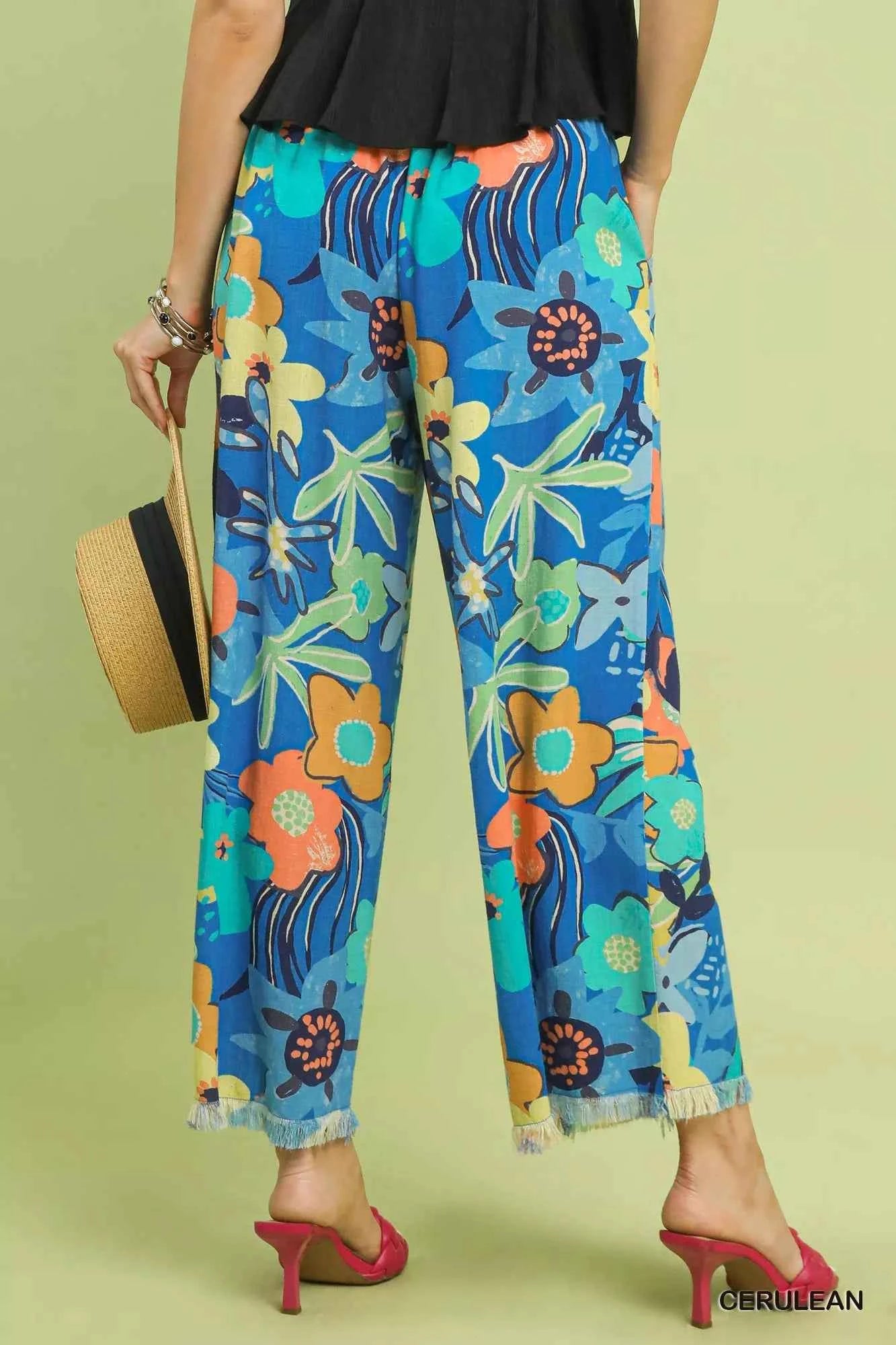 Umgee Floral Print Wide Leg Pants 4cadde51-e91f-46eb-8eed-9aed1e71d2cd-Max-Origin