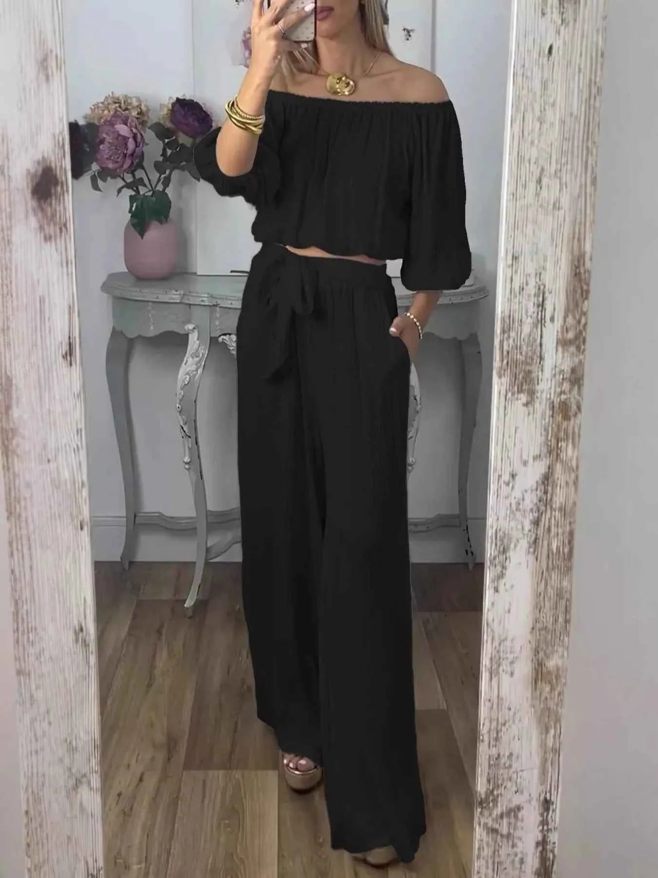 Full Size Off-Shoulder Top and Pants Set Plus Size Black 4caddeb5e1014d0199779d72d013955f-Max-Origin