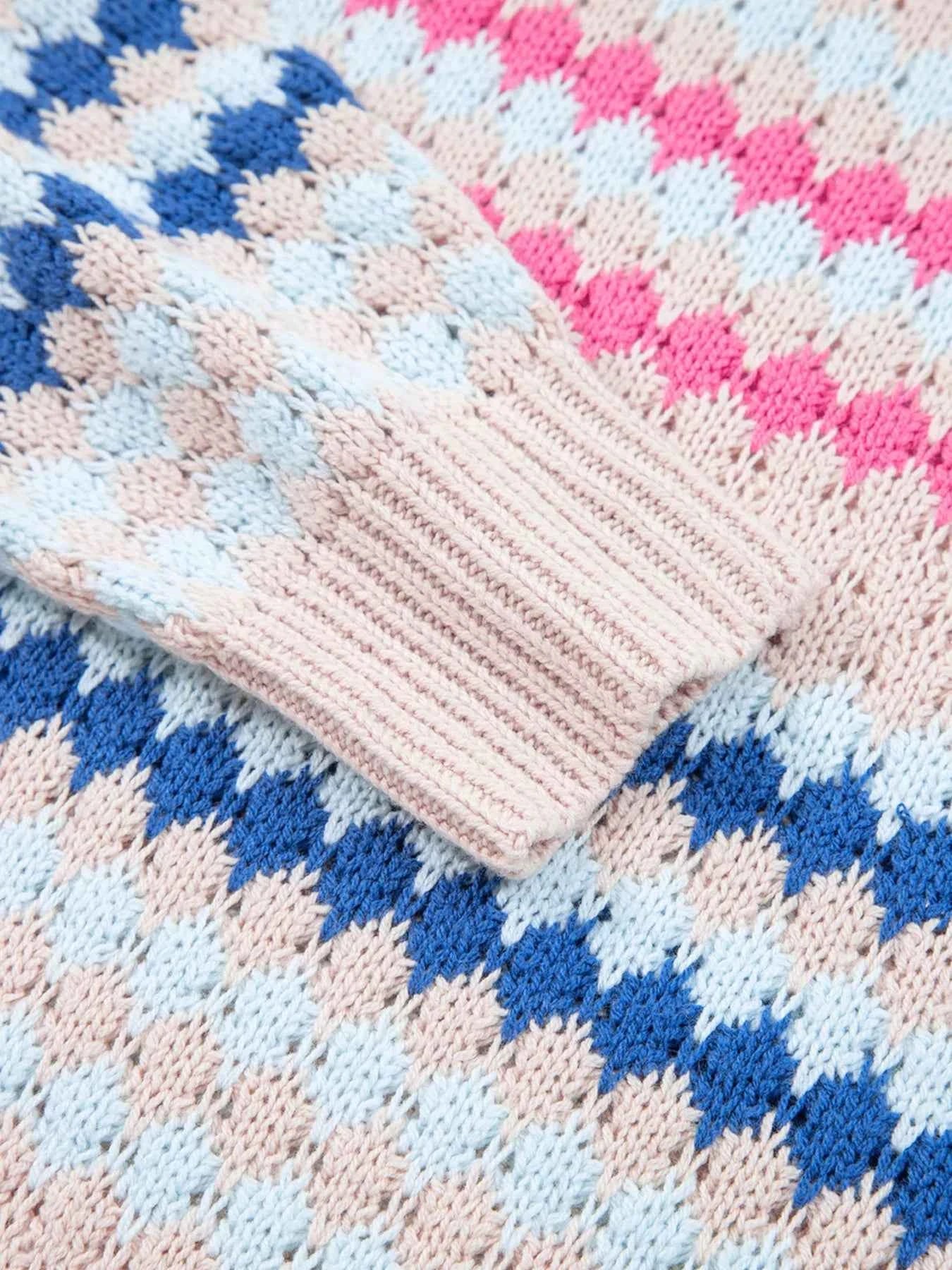 Stripe Eyelet Patterned Drop Shoulder Sweater 4caf8ae908c74ec6b7b26a39987e5c15-Max-Origin