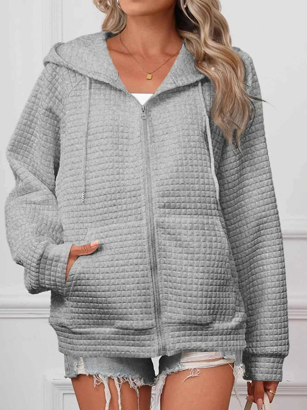 Full Size Textured Quilted Zip-Up Hooded Jacket Plus Size 4cb33737-822f-44b2-b51c-024ee2d0e582-Max-Origin